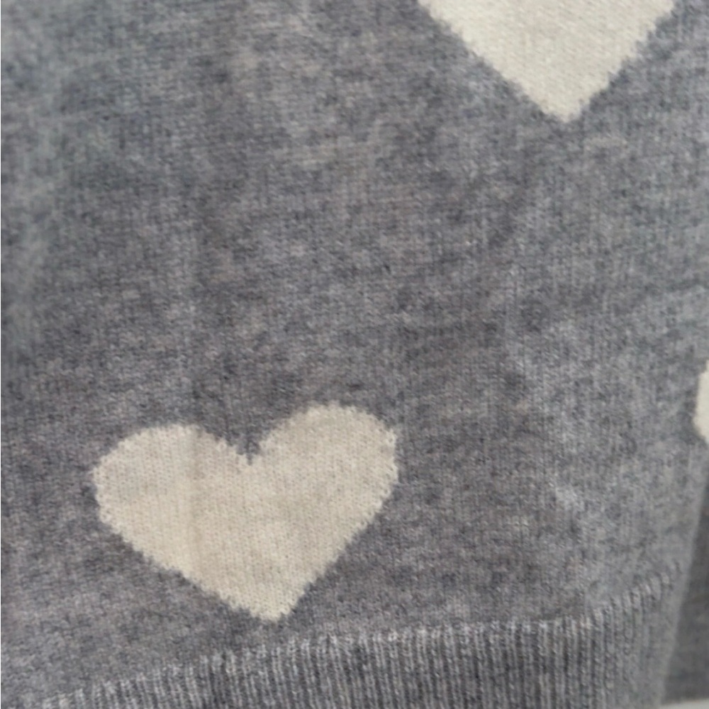Talbots Gray Heart Pattern Cashmere Crewneck Swea… - image 4